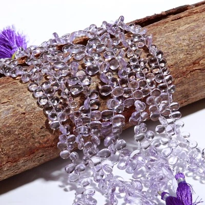 Natural Purple-Pink Amethyst Smooth Pear Shape Beads in Multiple Sizes 9" Strand - Image 1 of 4