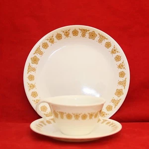 Corelle Schmetterling Gold Mittagessen Teller Tasse & Zwischenring 3 Stück - Bild 1 von 3