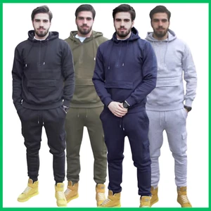 Mens Tracksuit with Half-Zip Hoodie wiht Pockets & Slim Fit Cargo Joggers (2085) - Picture 1 of 13