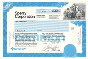 Certificado de stock de Sperry Corporation - Imagen 1 de 1