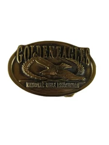 Hebilla de cinturón de latón vintage NRA Golden Eagles Flying Eagle National Rifle Assoc. - Imagen 1 de 3