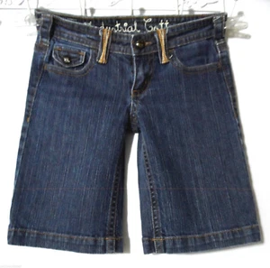 INDUSTRIAL COTTON Denim Shorts size 3 Dark wash Flap pocket Bermuda Whipstitch - Picture 1 of 7