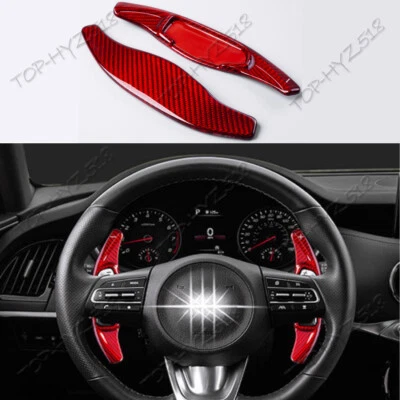 For Kia Forte 2019-2024 Red Carbon Fiber Steering Wheel Shift Paddle Extension - Image 1 of 4