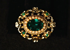 CORO Original Vintage Signed Emerald Cut Crystal Glass Rhinestone Brooch Pendant