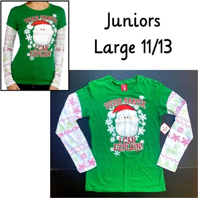 Rudolph the Red Nosed Reindeer Jrs L-11/13 Santa I Can Explain Long Sleeve Shirt - Image 1 of 4