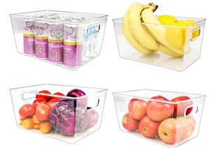 Paquete de 4 contenedores de almacenamiento transparentes Puricon, cajas de almacenamiento de plástico sin BPA bandeja nevera - Imagen 1 de 4