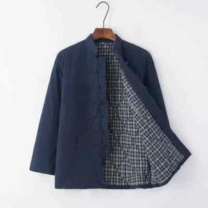 Tang Suit Cotton-Padded Jacket Men Chinese Style Plus Velvet Thicken Coat Winter - Picture 1 of 23