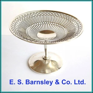 STERLING SILVER Bon Bon Basket / Nut Basket / Sweet Bowl - E. S. Barnsley & Co. - Picture 1 of 10