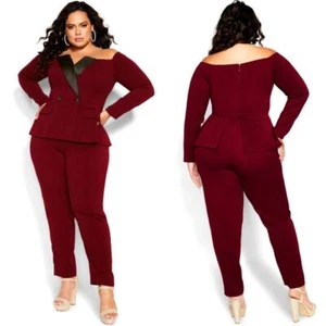 New! City Chic Alice Jumpsuit claret, plus size 24 - Picture 1 of 12