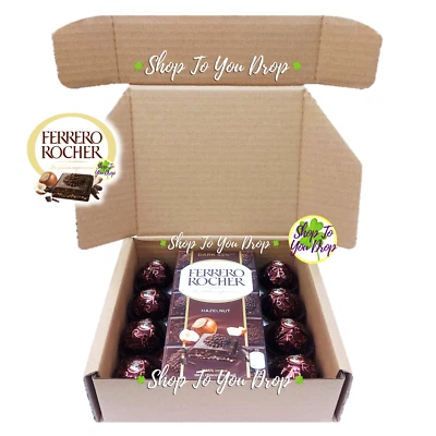 12 ITEM DARK FERRERO ROCHER CHOCOLATE BAR RONDNOIR GIFT BOX Personalised Hamper - Image 1 of 4
