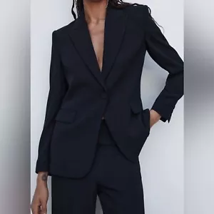 Mango One Button Black Blazer - Picture 1 of 11