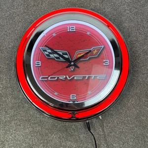 Reloj Corvette Neón Rojo y Blanco Neón o Blanco Luz Neón Funciona Perfectamente - Imagen 1 de 11