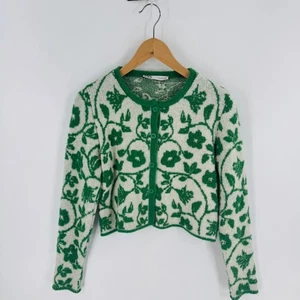 Suéter Cárdigan Tejido Floral Verde Zara Talla S – Blogger Estilo Favorito Jardín - Imagen 1 de 5