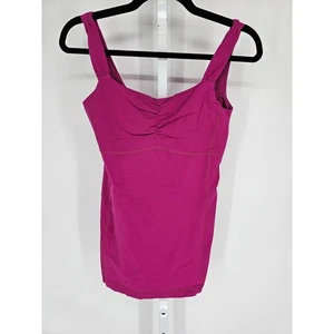 Lululemon Aria Tank Raspberry Pink size 6 Ruched Scoop Neck Built-in Shelf Bra - Picture 1 of 3
