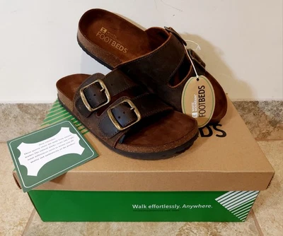 White Mountain | Sandalias con hebilla de cuero marrón Helga plantillas 7 M para mujer NUEVAS NUEVAS EN CAJA Foto 1 de 4