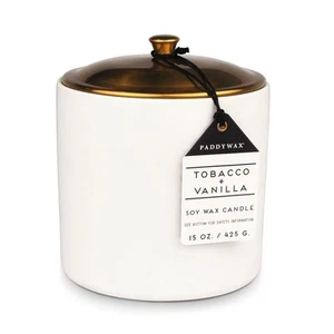 Paddywax - Hygge 15oz. White Ceramic Soy Wax Candle with Faux Copper Lid Tobacco - Picture 1 of 1