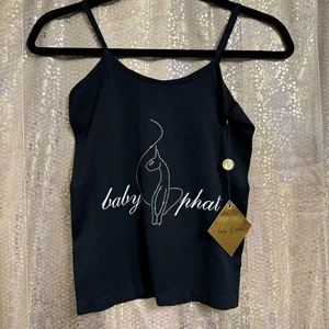 Canottiera Baby Phat Y2K Nera Strass Nylon Elasticizzata Piccola - Foto 1 di 5