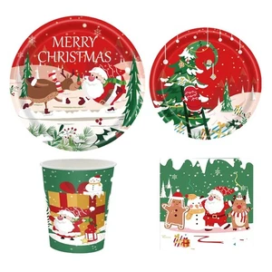 24PCS Dessert Container Dinnerware Set Pumpkin Paper Plates Napkins Christmas - Picture 1 of 17