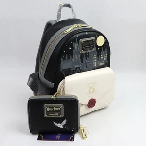 Loungefly Harry Potter Mini Rucksack & Reißverschluss Geldbörse Hogwarts Wachs Brief Tasche Wappen - Bild 1 von 24