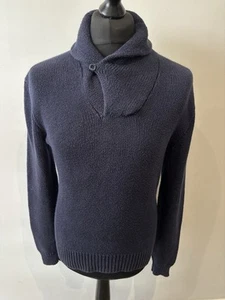 Polo Ralph Lauren Sweater Mens Navy Long Sleeve Pullover Cowl Neck Size Medium - Picture 1 of 10