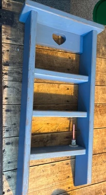 Wooden Shelving Tower, 4-Tier Wall Shelving, Handpainted Rose Heart cutout 22"ht - Image 1 of 4