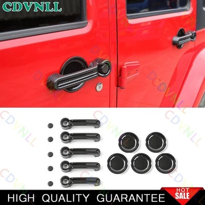 Cubierta de marco de tazón de manija de puerta lateral de fibra de carbono ABS para Jeep Wrangler JK 2007-18 Foto 1 de 4