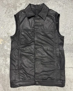 Rick Owens Dark Shadow Waxed Black Vest (S) - Picture 1 of 11