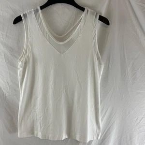 Anatomie Tanktop weiß Netz Netz Akzent Größe Medium Pima Baumwolle Stretch - Bild 1 von 5