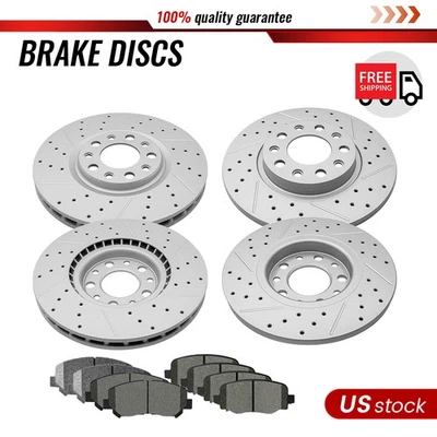 Front Rear Drilled Disc Brake Rotors Brake Pads for 2015 2016 2017 Chrysler 200 - Image 1 of 4