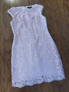 Lauren Ralph Lauren Evening Sheath Cocktail Pink Sz 8 Dress Lace Easter Cottage - Picture 1 of 13