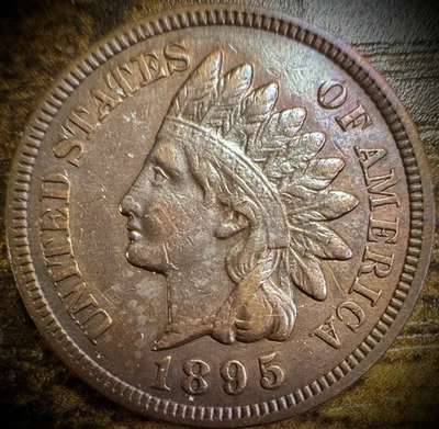 1895 Indian Head Cent Penny Full Liberty 4 Diamonds Beautiful Toned Coin - Image 1 of 3