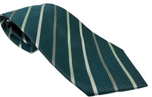 BCBG Attitude Herrenkrawatte horizontale Streifen 100 % Seide leuchtend blau grün kräftig - Bild 1 von 4