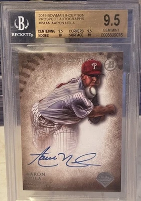 🔥2015 Bowman Inception Aaron Nola #PA-AN Rookie Auto Phillies BGS 9.5 - Image 1 of 2
