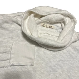 We The Free White Textured Cowl Neck Pullover Sweatshirt XS Distressed Hem - Picture 1 of 7