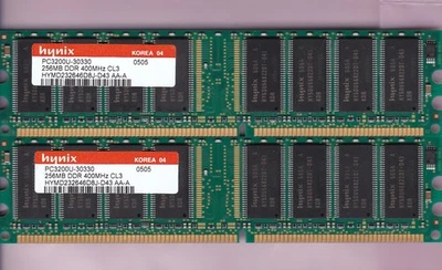 512MB 2x256MB DDR-400 HYNIX PC-3200 HYMD232646D8J-D43 AA-A RAM Memory Kit DDR1 - Image 1 of 3
