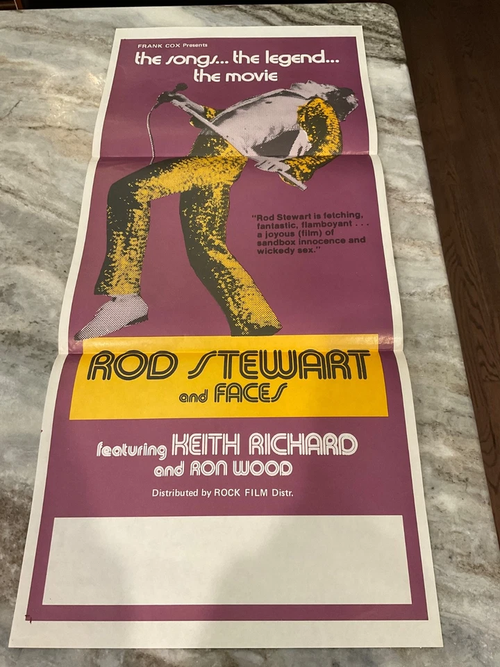 ROD STEWART & THE FACES  1977 ORIGINAL AUSTRALIAN MOVIE POSTER 13x30 rare - Image 1 of 1