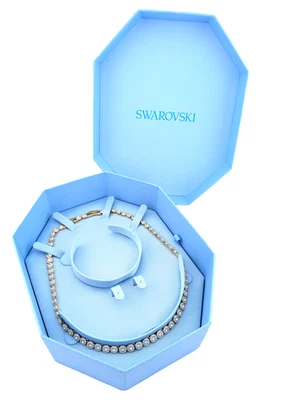 NEW 100% SWAROVSKI Gold White Crystals Una Angelic Tennis  Necklace 5720505, *A - Image 1 of 4