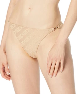 Michael Michael Kors N1061 Textured Logo-Strap Bikini Swim Bottoms, Buff, M - Picture 1 of 4