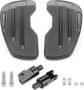 Motorcycle Rider Floorboards, Driver Footboard, Front Footpegs, Wide Black  - Picture 1 of 9