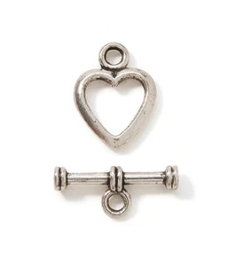 Darice Silver Heart & Bar Toggle Clasp Set Metal with Silver Finish 20x16mm NEW - Picture 1 of 2