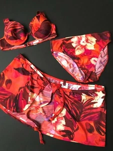 Traje de baño Newport News talla 10 rojo hawaiano cubierta inferior superior - Imagen 1 de 12