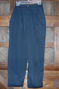 Vintage 80s Amy Byer California Junior Size 7 Hi-Waisted Pleat Front Black Pants - Picture 1 of 5
