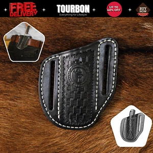 TOURBON Cuchillo Plegable de Cuero Negro Funda Cinturón Bolsa de Transporte Cuchillos de Bolsillo Soporte - Imagen 1 de 24