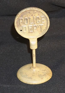 Antique Cast Iron Arcade Toy Police Dept -Don't Park Here Sign - Vintage Toy - Picture 1 of 4
