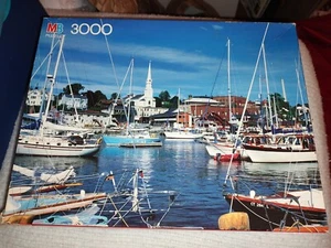 MB Jumbo 3000 Piece Puzzle Boating Camden Harbor MA 4550-15 Ships Sailing - Picture 1 of 9