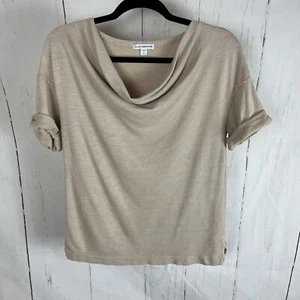 James Perse Women's Top Cotton Modal Slub Top Rolled Sleeve Cowl Drape Neck - Picture 1 of 3