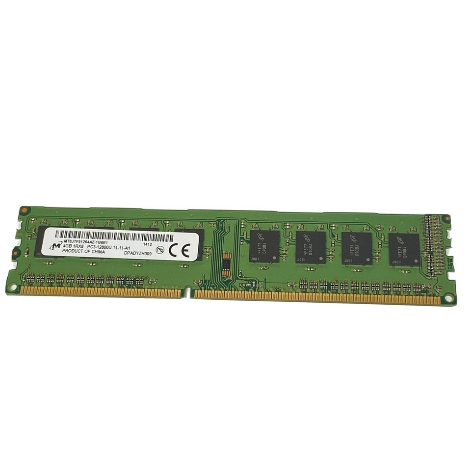 4GB Desktop Memory RAM Module - Micron  1Rx8 PC3-12800U | MT8JTF51264AZ-1G6E1 - Image 1 of 3