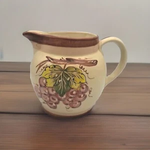 Hand Painted Ceramic Pitcher Grape Vines Design Water/wine Made in Portugal - Picture 1 of 7
