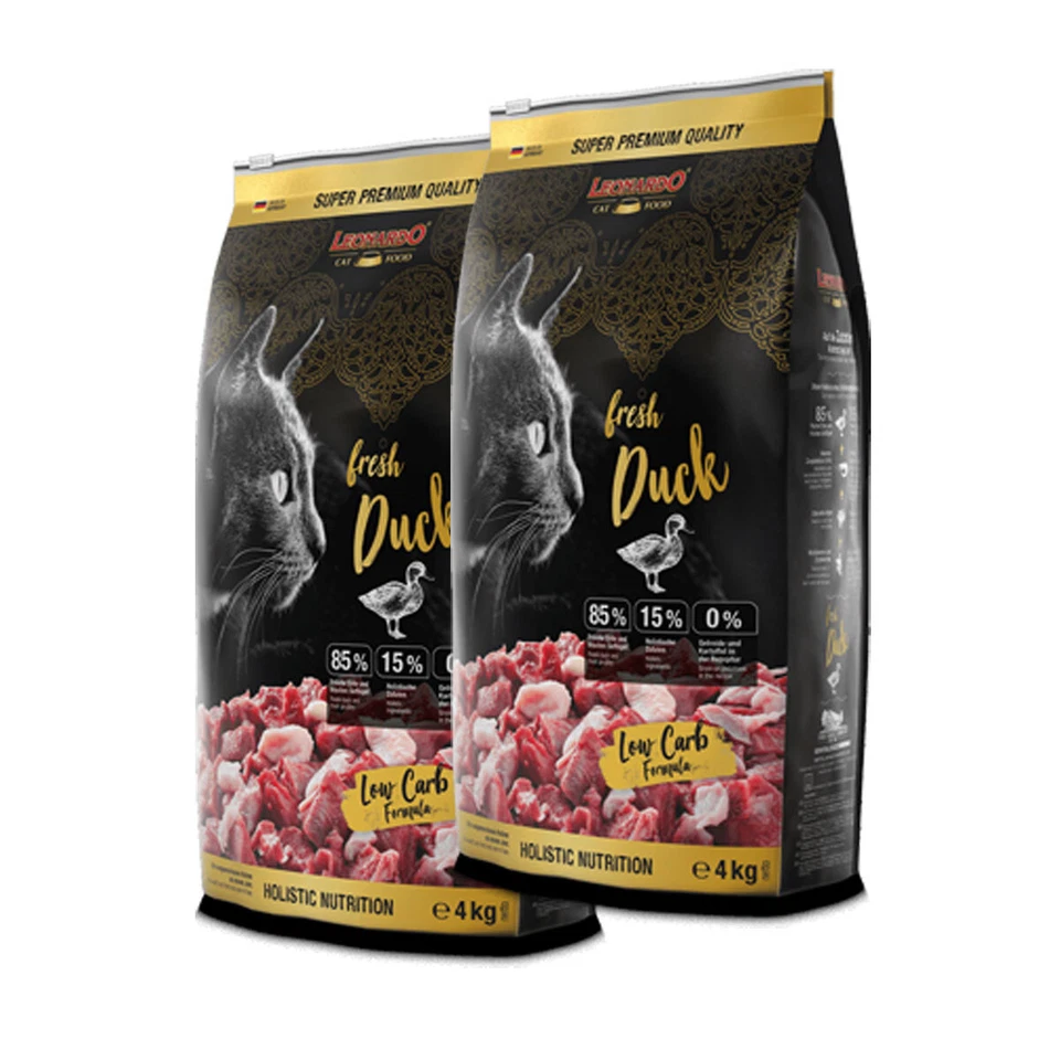 2 x 4 kg Leonardo fresh Meat Duck & Poultry Trockenfutter Katze Getreidefrei - Bild 1 von 2