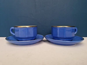 APILCO FRANCE BISTRO COLBOLT ELECTRIC BLUE coffee cups x 2 **rare** - Picture 1 of 4